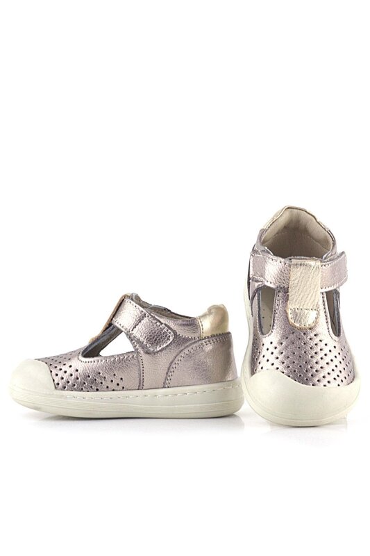 صندل شون من الجلد الطبيعي الذهبي مع شريط فيلكرو تشريحي للبنات من راكر بلاس - 6