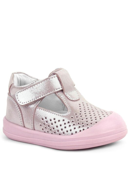 حذاء شون من راكر بلاس، مصنوع من الجلد الطبيعي، وردي اللون، بشريط فيلكرو لامع، بتصميم تشريحي للأطفال - Rakerplus