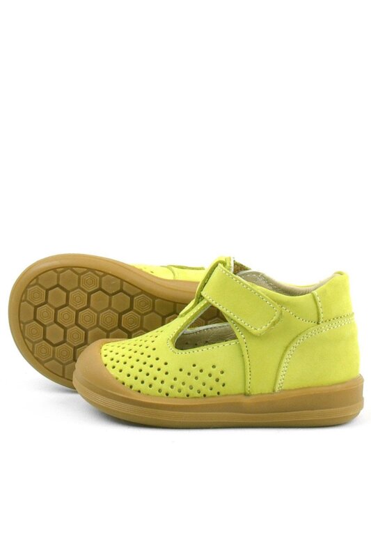 صندل أطفال تشريحي من الجلد الطبيعي باللون الأخضر الفستقي من راكر بلاس شون مع شريط فيلكرو - 5