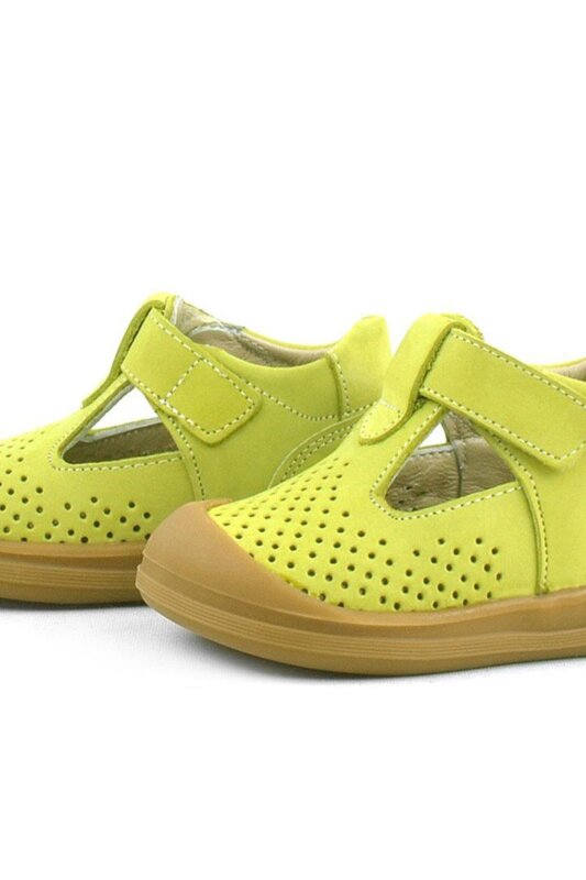 صندل أطفال تشريحي من الجلد الطبيعي باللون الأخضر الفستقي من راكر بلاس شون مع شريط فيلكرو - 6