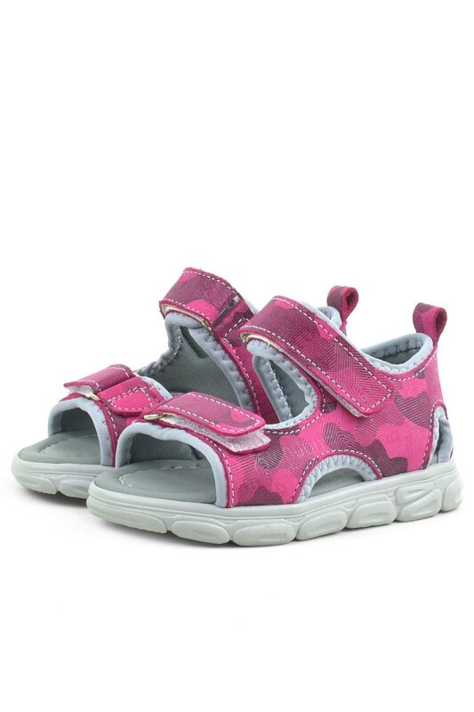 صندل أطفال من الجلد الطبيعي بتصميم مموه وردي من راكر بلاس ويسبس - 4