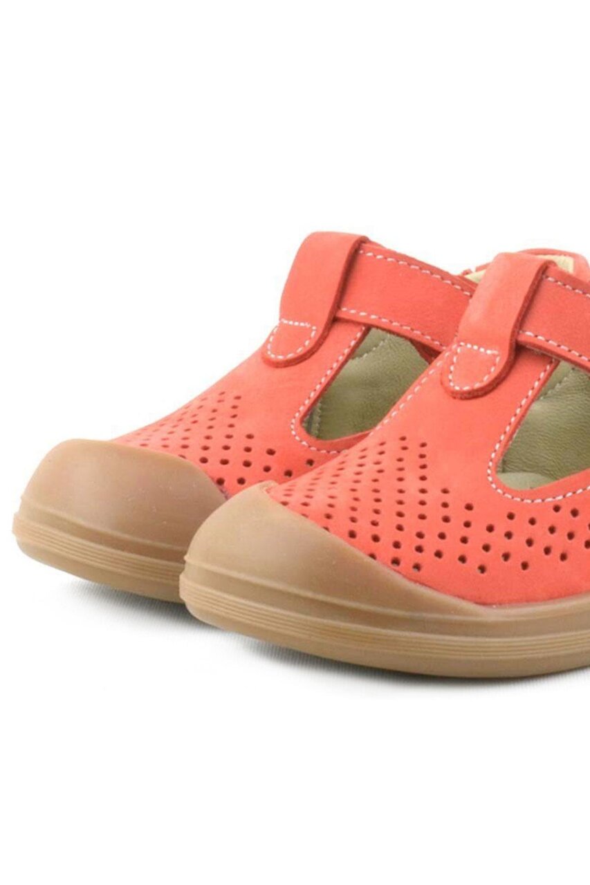 صندل شون من الجلد الطبيعي باللون البرتقالي مع شريط فيلكرو تشريحي للأطفال من راكر بلاس - 7