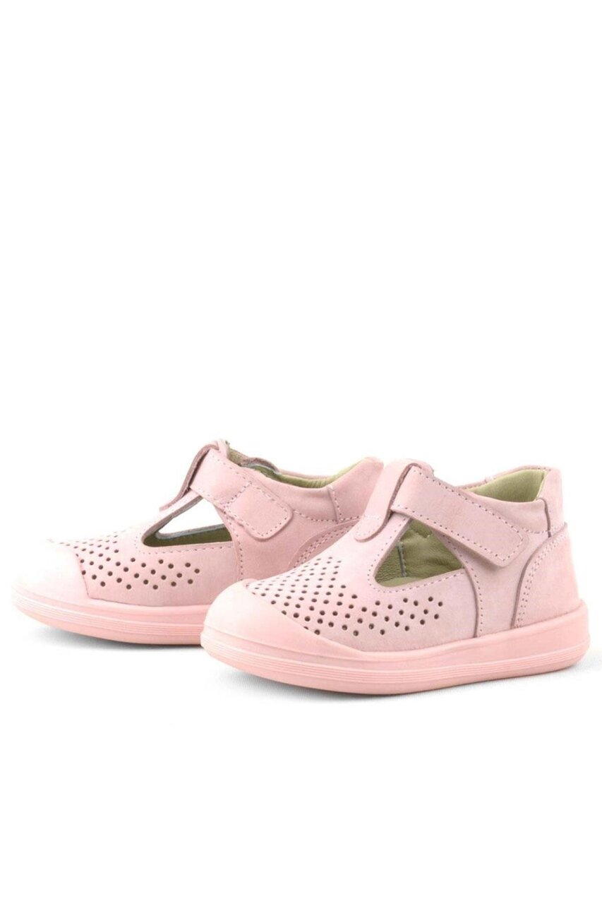 صندل شون من الجلد الطبيعي الوردي مع شريط فيلكرو تشريحي للأطفال من راكر بلاس - 6