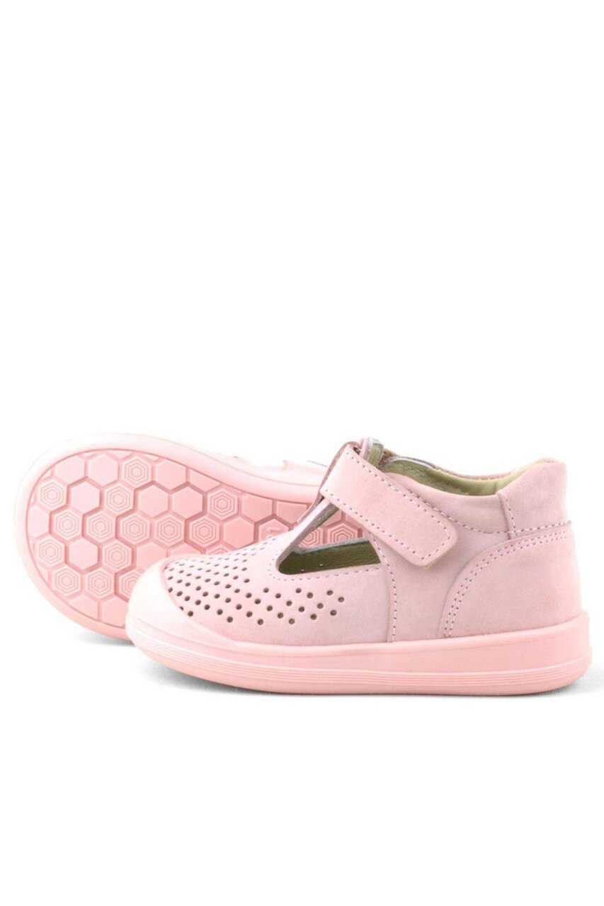 صندل شون من الجلد الطبيعي الوردي مع شريط فيلكرو تشريحي للأطفال من راكر بلاس - 7