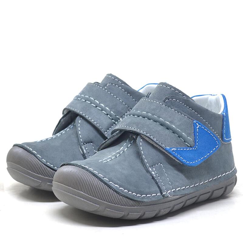 حذاء أطفال من راكر بلاس بوباي مصنوع من الجلد الطبيعي باللون الرمادي والأزرق من فيرست ستيب للجنسين - 9