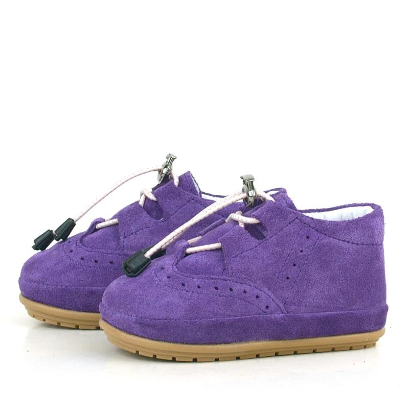 حذاء راكر بلاس التشريحي للخطوة الأولى للأطفال من الجلد الطبيعي باللون الأرجواني - 5