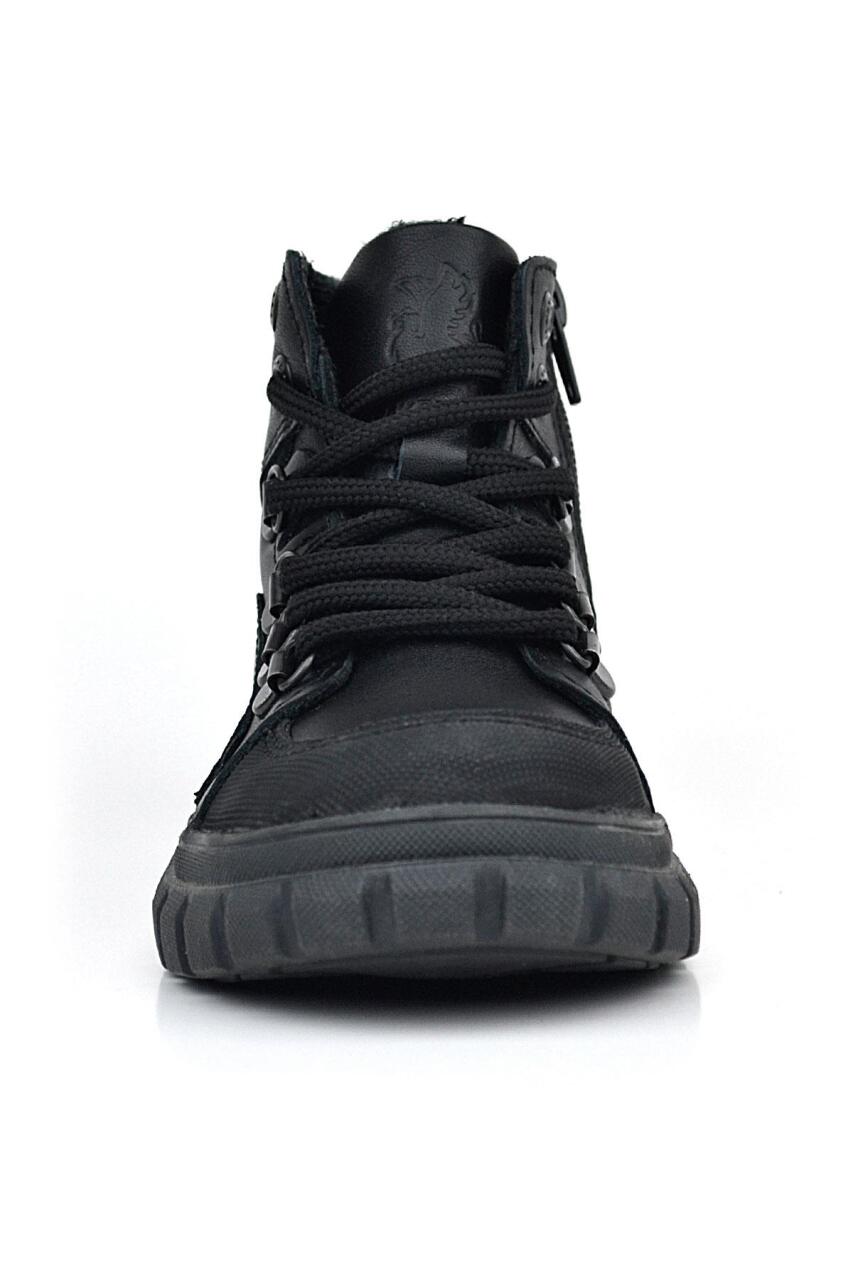 حذاء راكر بلس للأولاد مصنوع من الجلد الطبيعي بسحاب ونعل أسود - 3