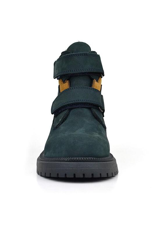 حذاء شتوي للأطفال من جلد طبيعي من راكر بلاس، لون أخضر غامق، مزود بشريط فيلكرو - 3