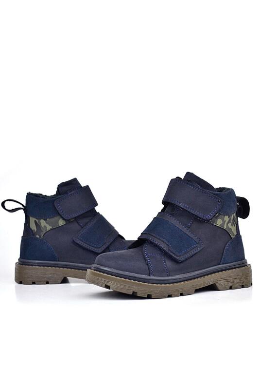 حذاء شتوي للأطفال من الجلد الطبيعي من راكر بلاس، أزرق داكن، مزود بشريط فيلكرو - 5