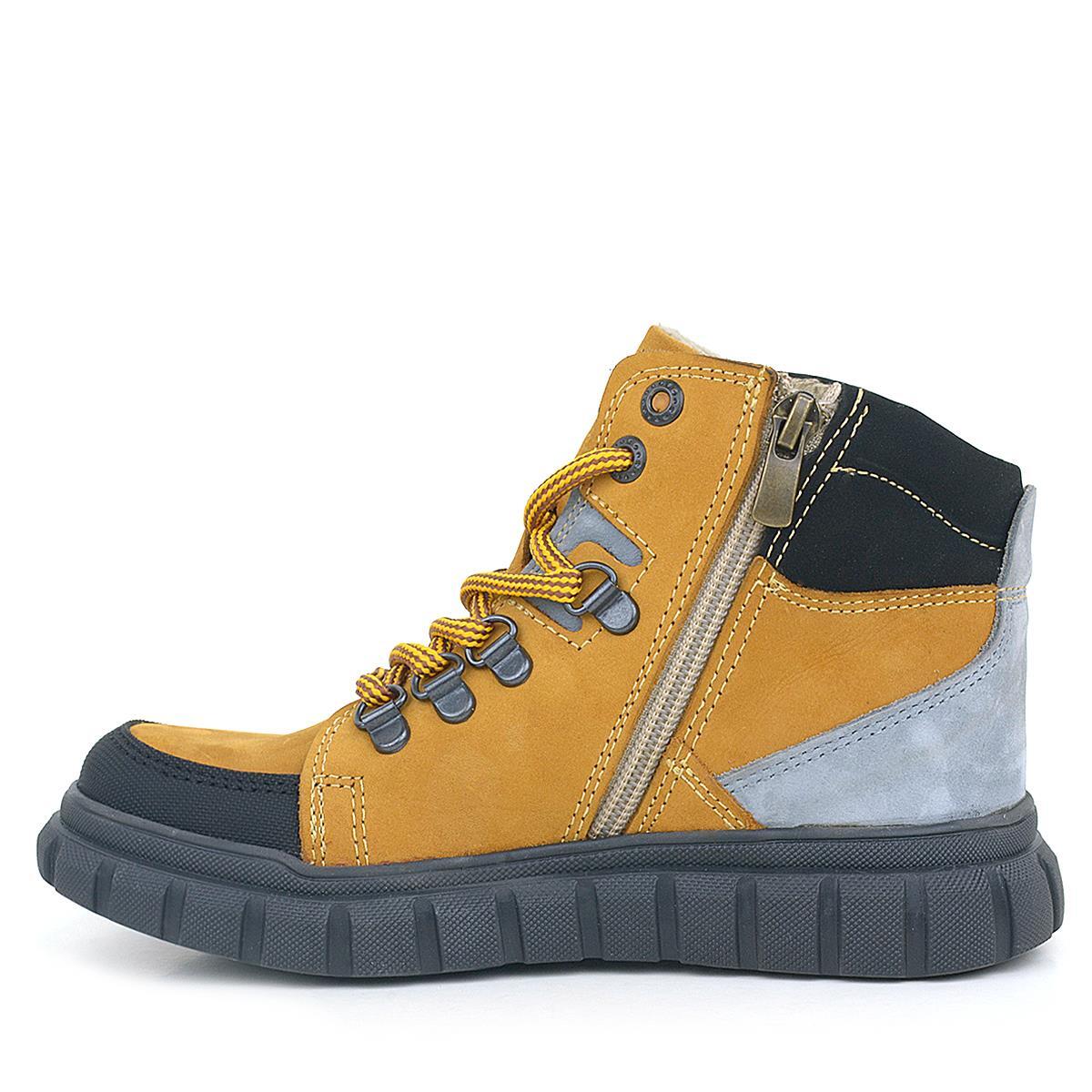 حذاء Rakerplus من الجلد الطبيعي الأصفر بسحاب للأولاد - 5