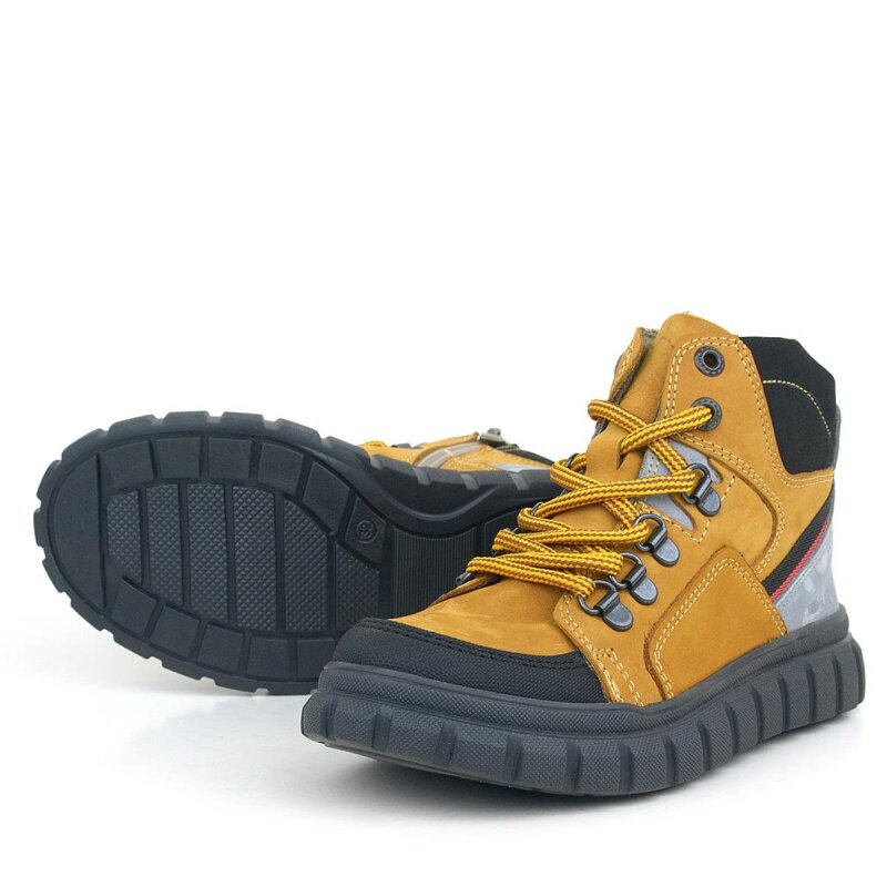 حذاء Rakerplus من الجلد الطبيعي الأصفر بسحاب للأولاد - 7