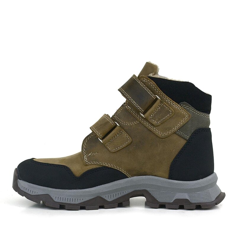 حذاء تريكينج من الجلد الطبيعي للأولاد من راكر بلاس، بني اللون، مزود بشريط فيلكرو - 3