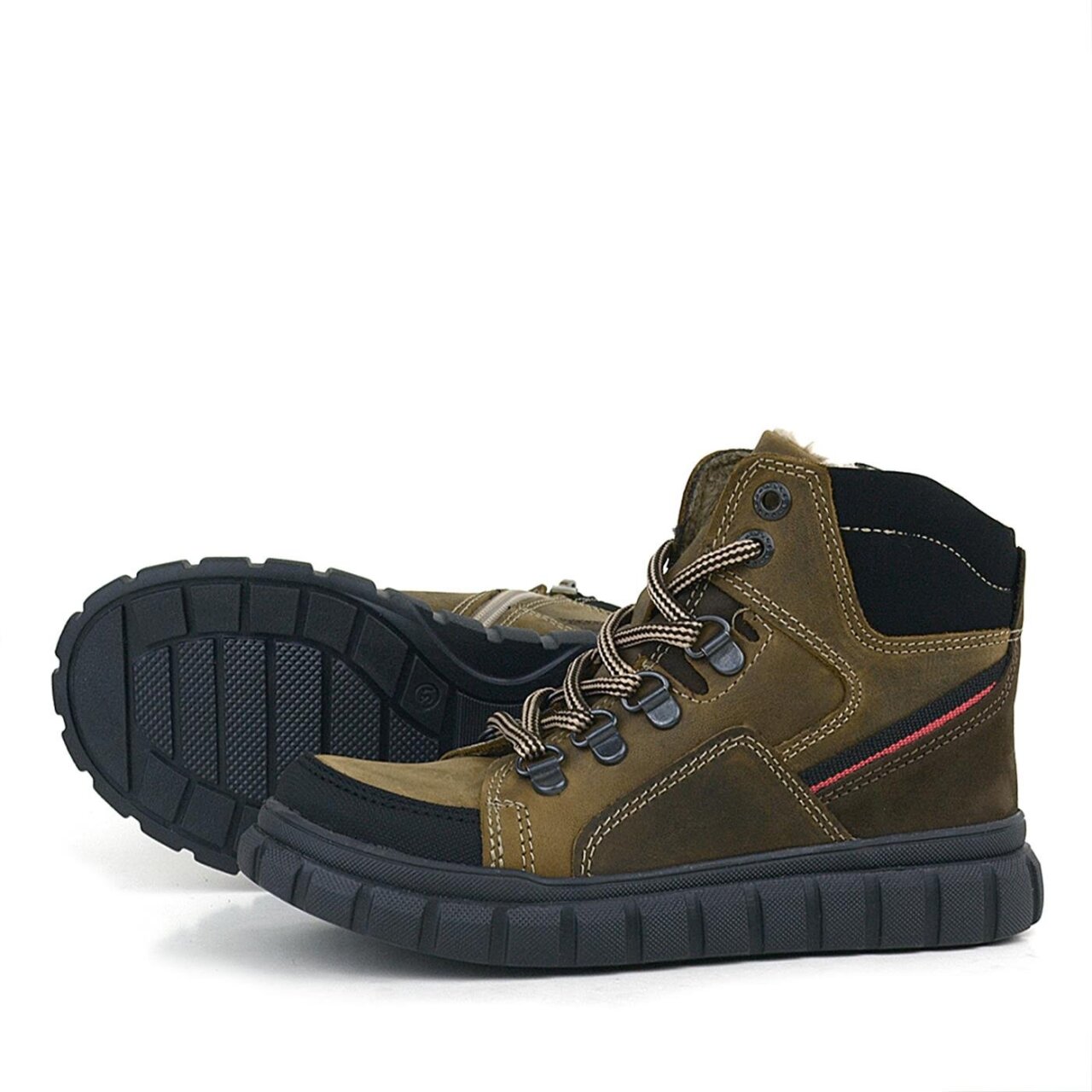 حذاء أولاد من جلد طبيعي بسحاب من راكر بلس بلون رملي - 7