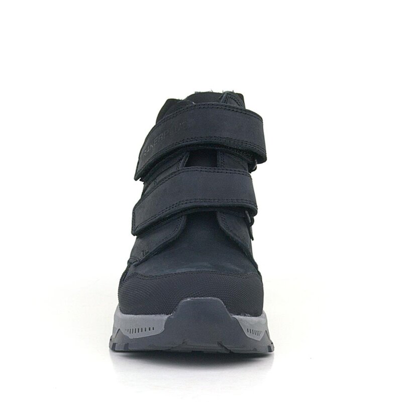 حذاء تريكينج من الجلد الطبيعي للأولاد من راكر بلس، أسود اللون، مزود بشريط فيلكرو - 3