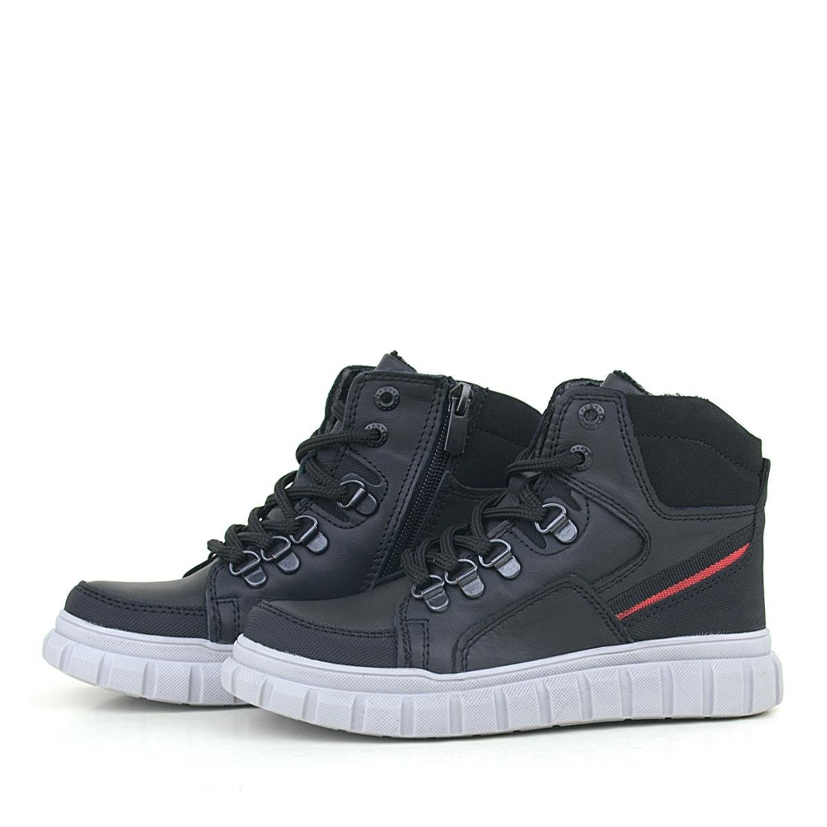 حذاء راكر بلس للأولاد مصنوع من الجلد الطبيعي بسحاب أسود - 6