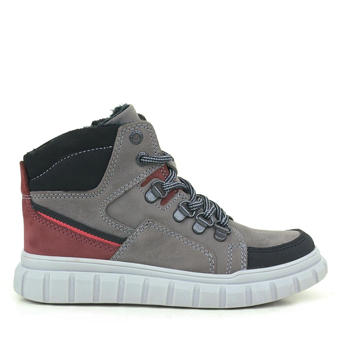 حذاء Rakerplus من الجلد الطبيعي بسحاب رمادي للأولاد - 3