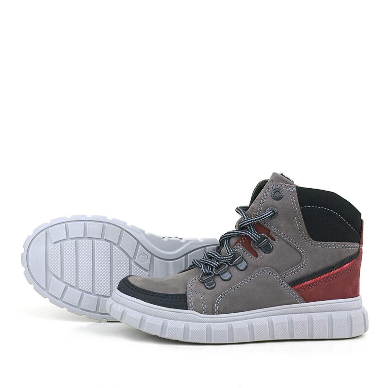 حذاء Rakerplus من الجلد الطبيعي بسحاب رمادي للأولاد - 5