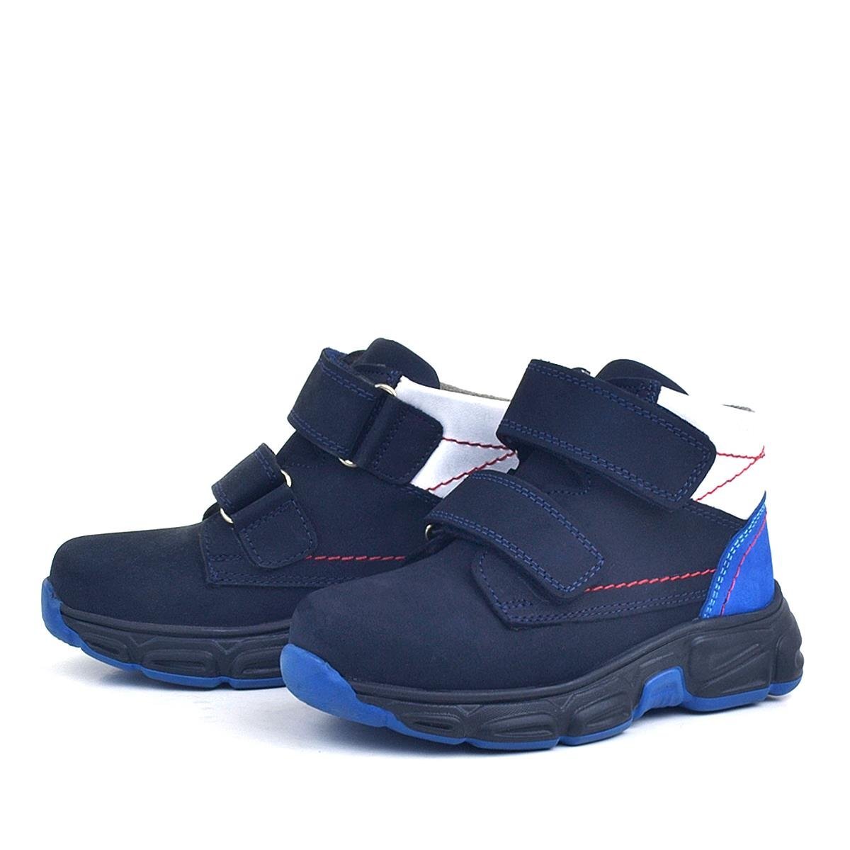 حذاء رياضي للأطفال من جلد طبيعي من راكر بلس، أزرق داكن، مزود بشريط فيلكرو وفرو - 2