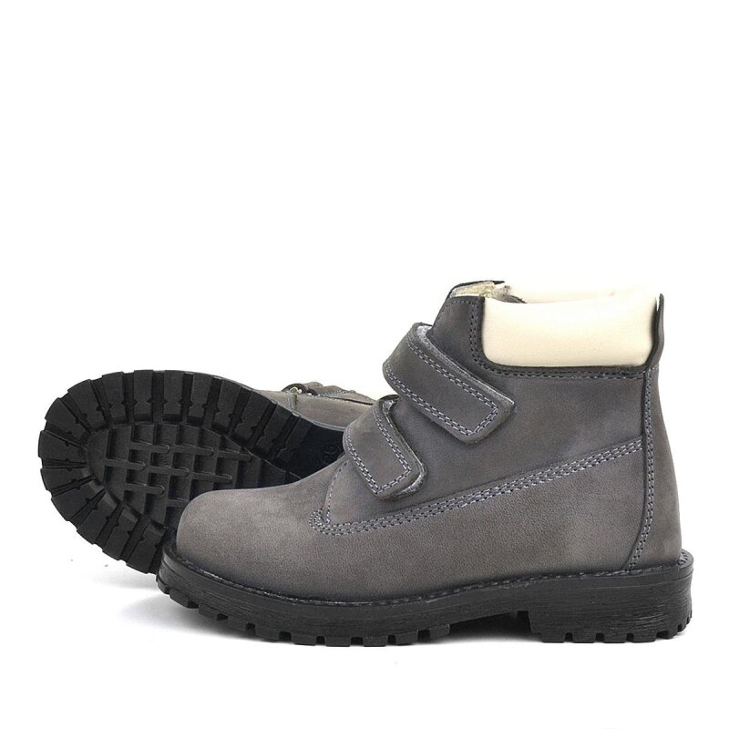 حذاء أطفال من جلد طبيعي من راكر بلاس نيسون، رمادي اللون، مزود بشريط فيلكرو، ومُغطى بالفرو - 5