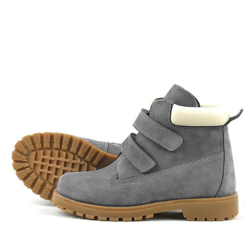 حذاء أطفال من الجلد الطبيعي من راكر بلاس نيسون، رمادي اللون، مزود بشريط فيلكرو - 6