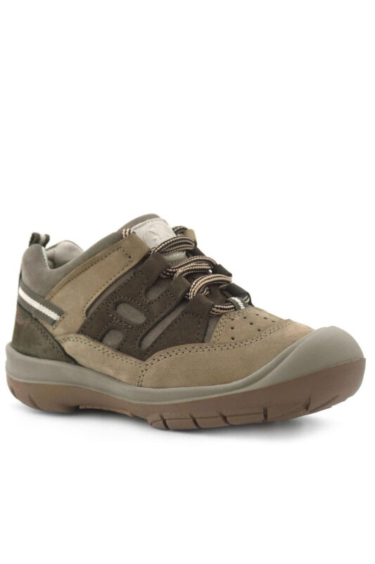 حذاء أطفال خارجي من الجلد الطبيعي برباط من راكر بلاس بلون بني منك - 2