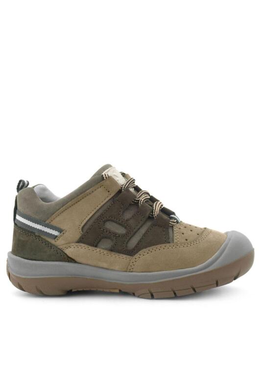 حذاء أطفال خارجي من الجلد الطبيعي برباط من راكر بلاس بلون بني منك - 3