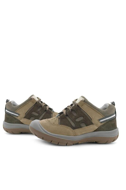 حذاء أطفال خارجي من الجلد الطبيعي برباط من راكر بلاس بلون بني منك - 8