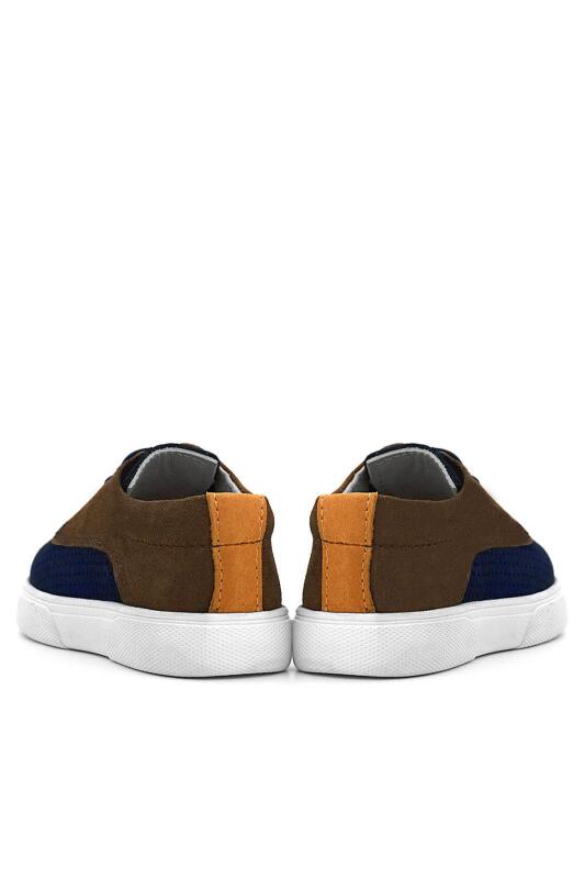 حذاء كاجوال مطاطي من الجلد الطبيعي باللون الأزرق الداكن والأصفر والبني للأولاد من راكر بلاس - 9