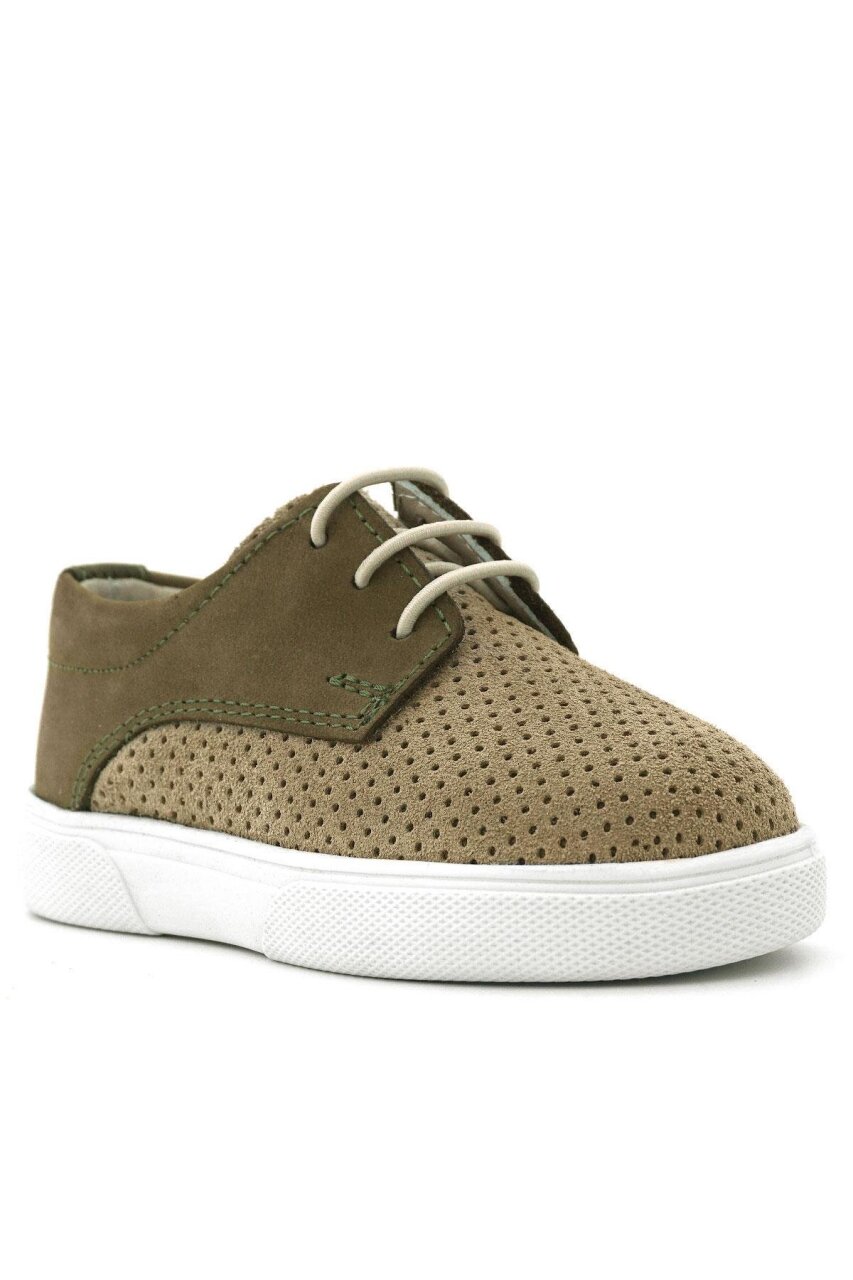 حذاء كاجوال مطاطي من الجلد الطبيعي بلون المنك الكاكي للأولاد من راكر بلاس - 2