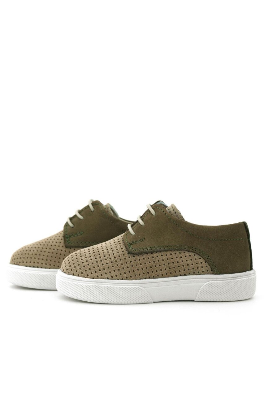 حذاء كاجوال مطاطي من الجلد الطبيعي بلون المنك الكاكي للأولاد من راكر بلاس - 5