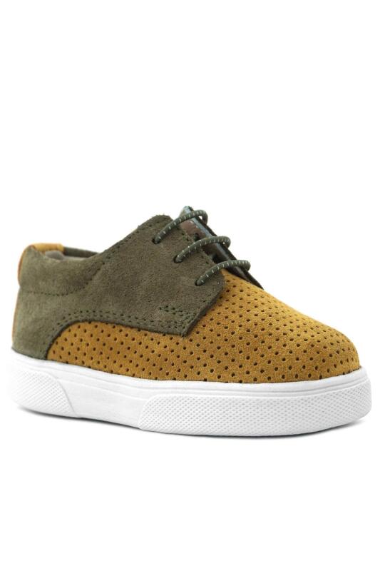 حذاء كاجوال مطاطي من الجلد الطبيعي من راكر بلاس، لون أصفر خردلي، لون كاكي، للأولاد - 2