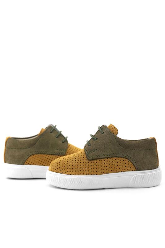 حذاء كاجوال مطاطي من الجلد الطبيعي من راكر بلاس، لون أصفر خردلي، لون كاكي، للأولاد - 7