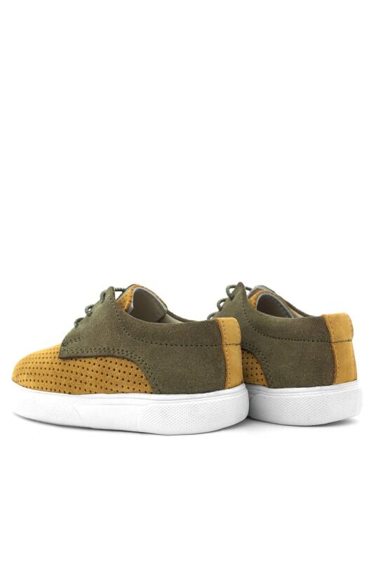 حذاء كاجوال مطاطي من الجلد الطبيعي من راكر بلاس، لون أصفر خردلي، لون كاكي، للأولاد - 8