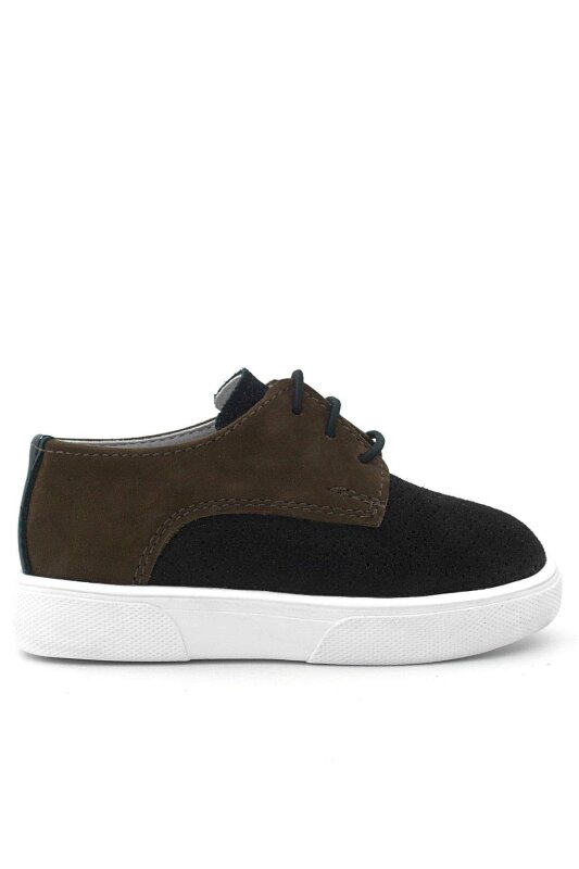 حذاء كاجوال مطاطي أسود بني من الجلد الطبيعي للأولاد من راكر بلاس - 3