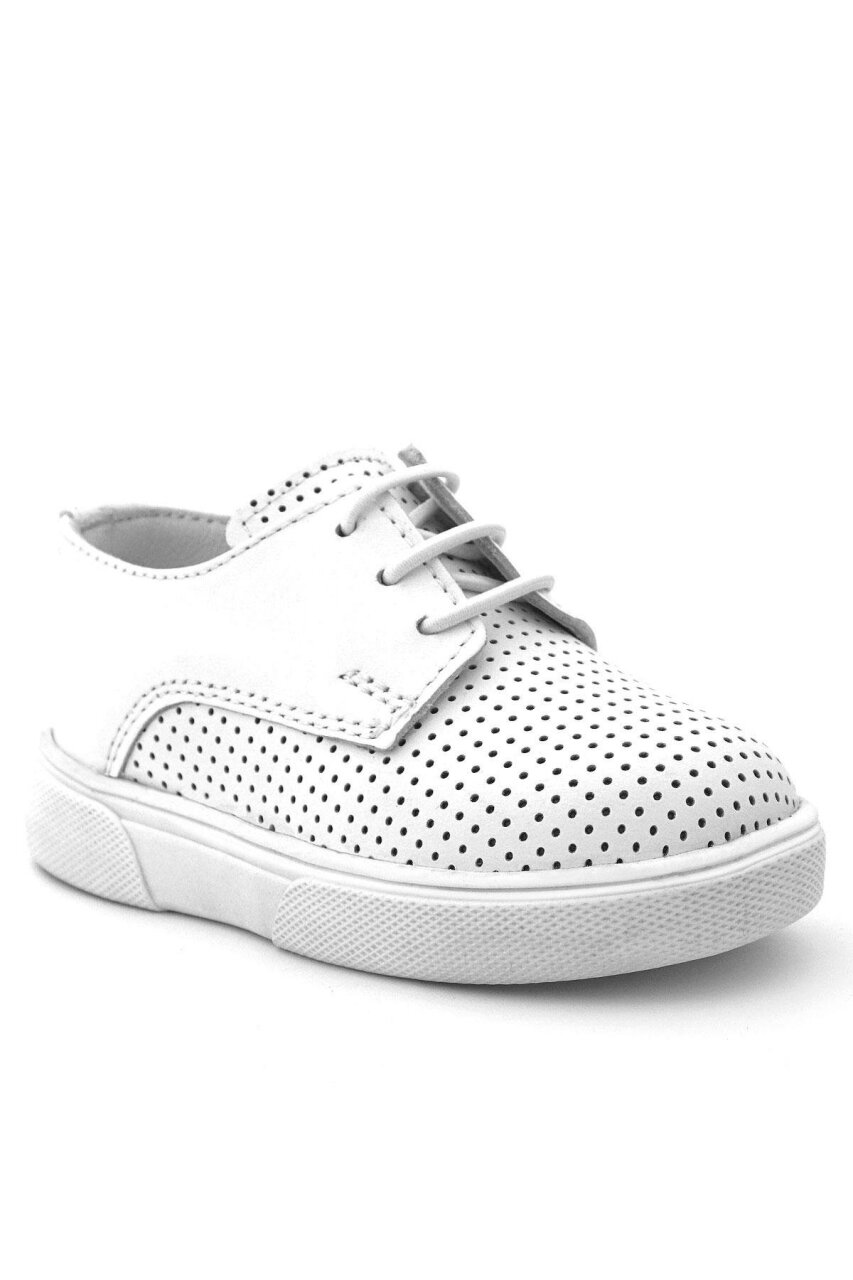 حذاء كاجوال مطاطي أبيض من الجلد الطبيعي للأولاد من راكر بلاس - 1