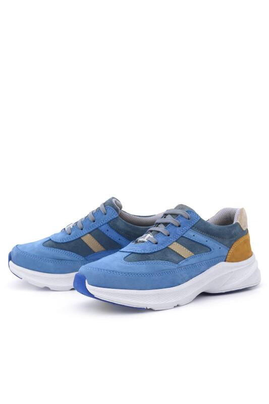 حذاء رياضي خفيف الوزن للأطفال من راكر بلس، مصنوع من الجلد الطبيعي، بلون أزرق تان تشريحي، برباط - 4