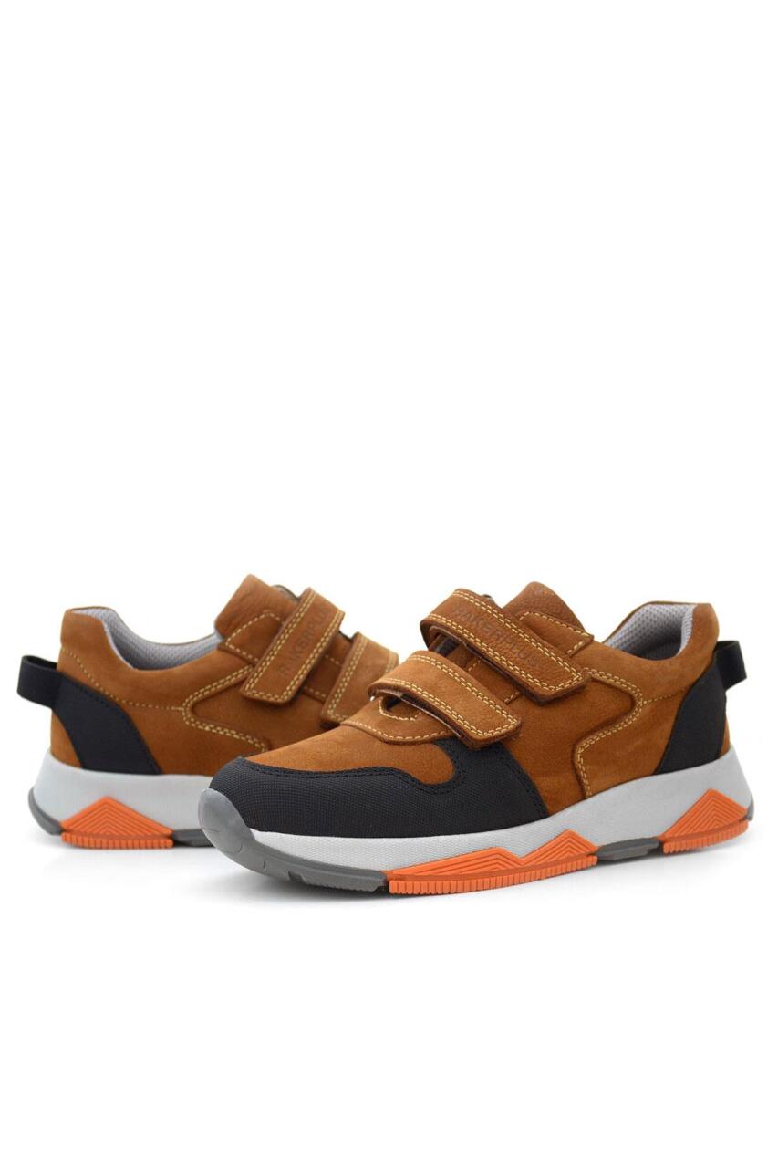 حذاء رياضي مدرسي للأطفال من الجلد الطبيعي من راكر بلاس بلون بني - 5