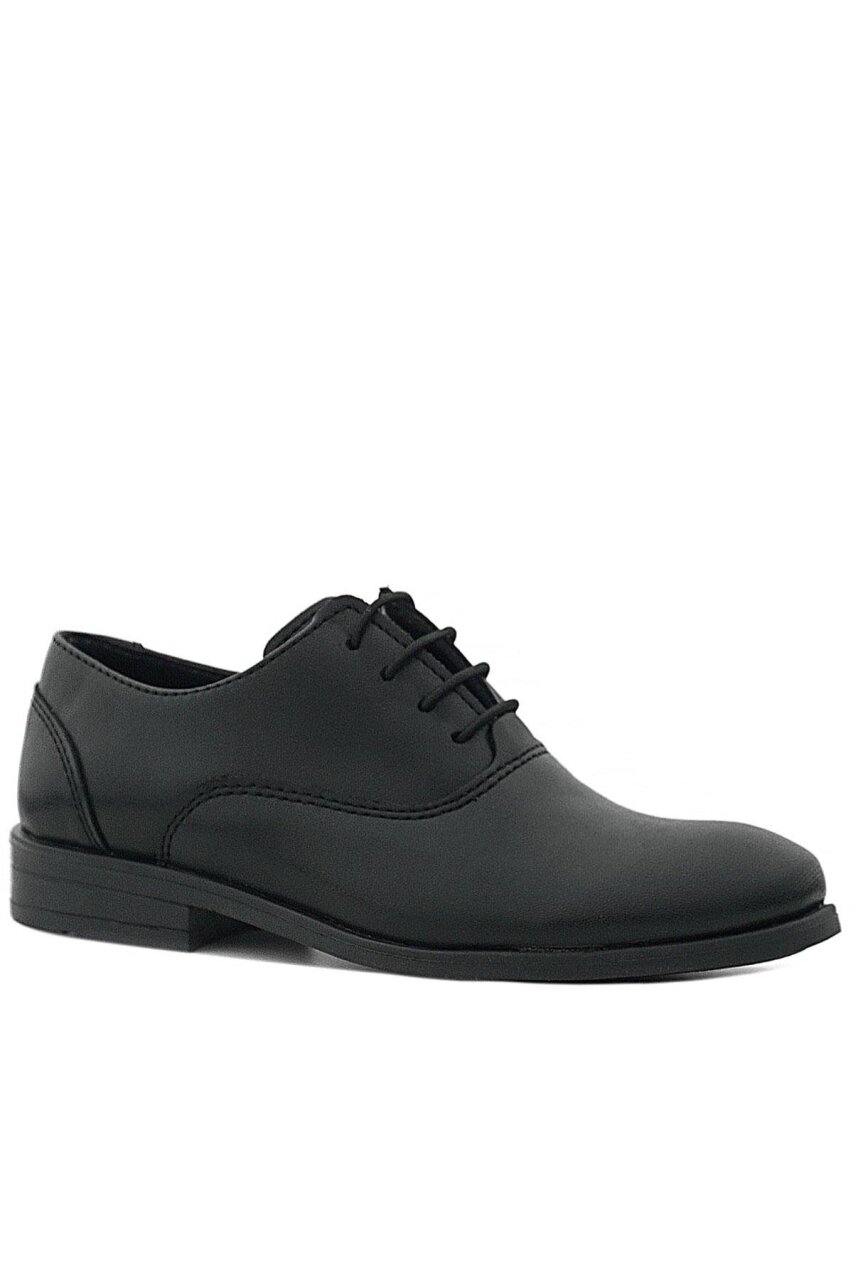 حذاء كلاسيكي للأطفال من راكر بلاس، أسود مطفي، برباط - 2