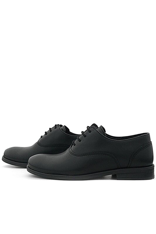 حذاء كلاسيكي للأطفال من راكر بلاس، أسود مطفي، برباط - 6