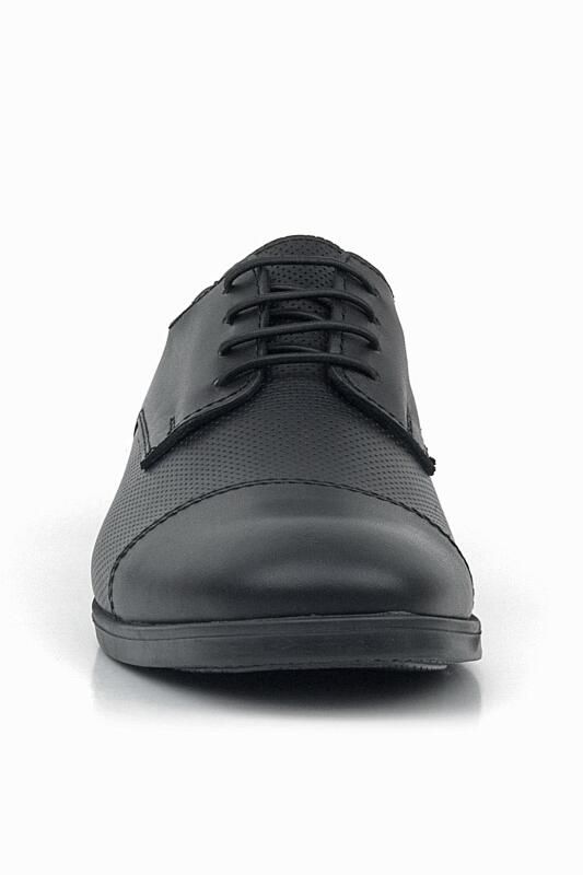 حذاء أوكسفورد كلاسيكي للأطفال من راكر بلاس، أسود غير لامع، برباط - 4