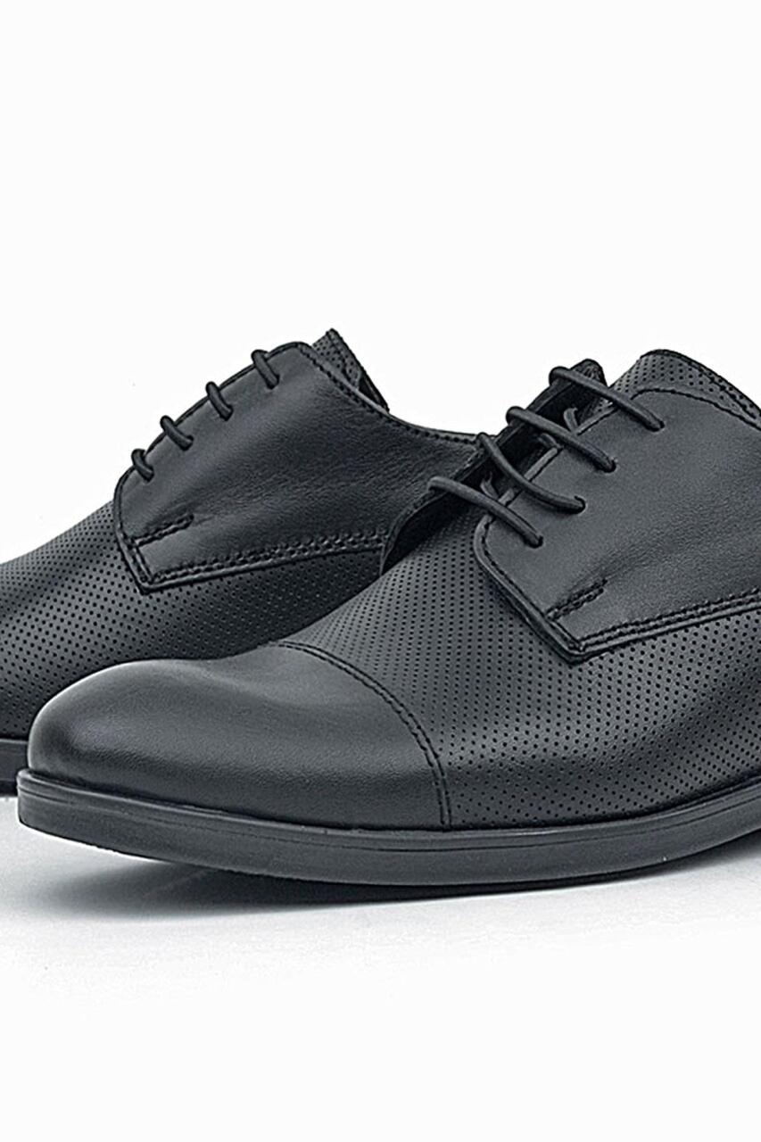 حذاء أوكسفورد كلاسيكي للأطفال من راكر بلاس، أسود غير لامع، برباط - 7