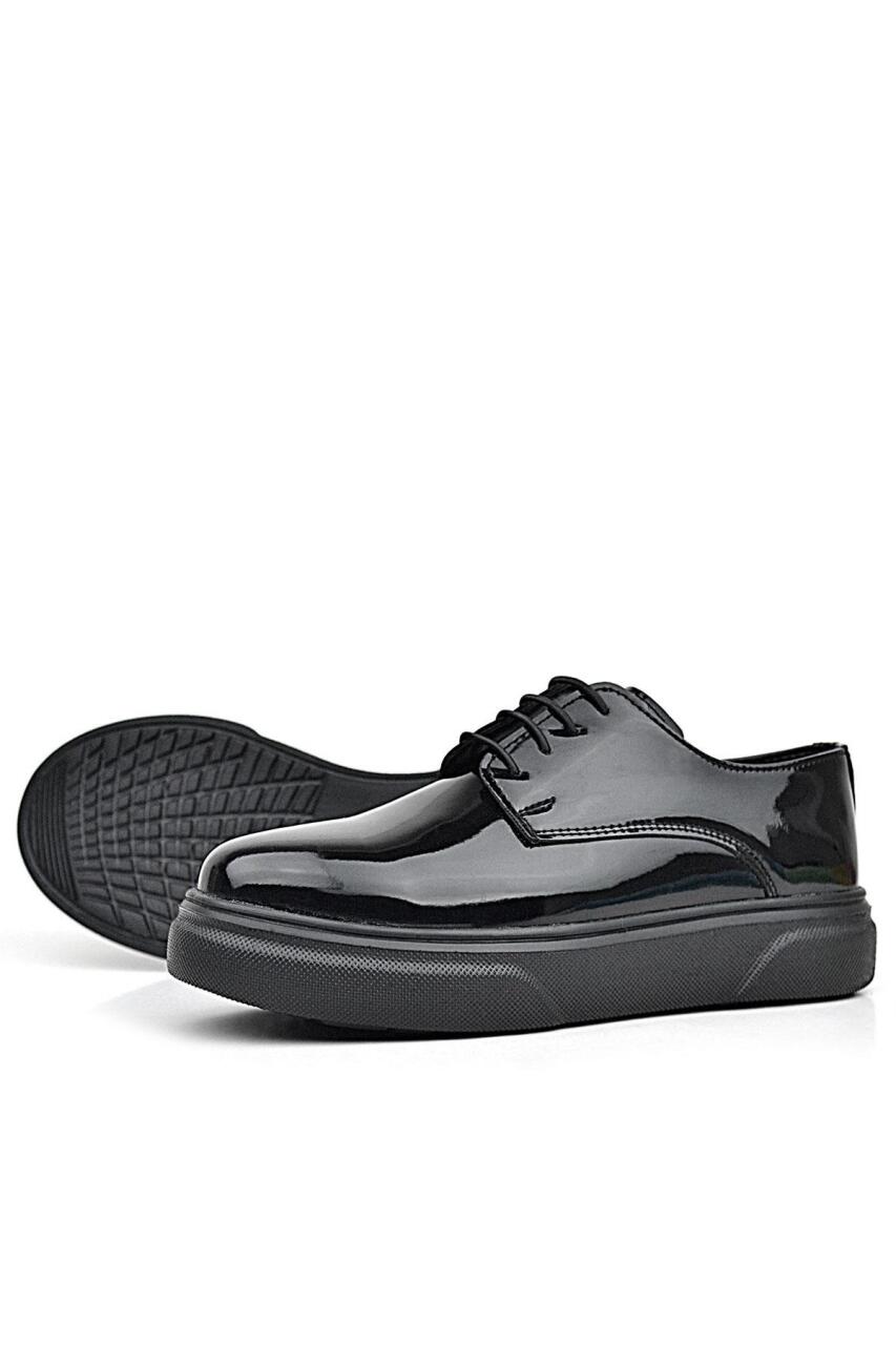 حذاء كلاسيكي للأطفال من راكر بلاس ديربي مصنوع من الجلد الطبيعي باللون الأسود اللامع ونعل أسود - 6