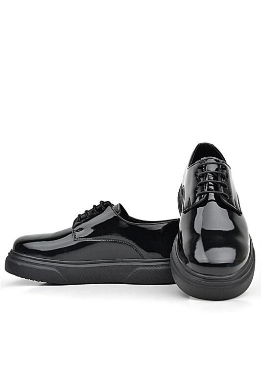 حذاء كلاسيكي للأطفال من راكر بلاس ديربي مصنوع من الجلد الطبيعي باللون الأسود اللامع ونعل أسود - 7