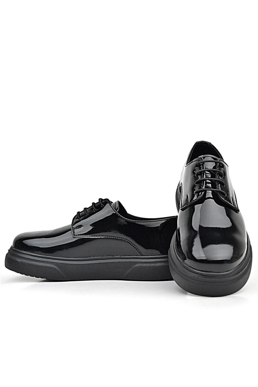 حذاء كلاسيكي للأطفال من راكر بلاس ديربي مصنوع من الجلد الطبيعي باللون الأسود اللامع ونعل أسود - 7