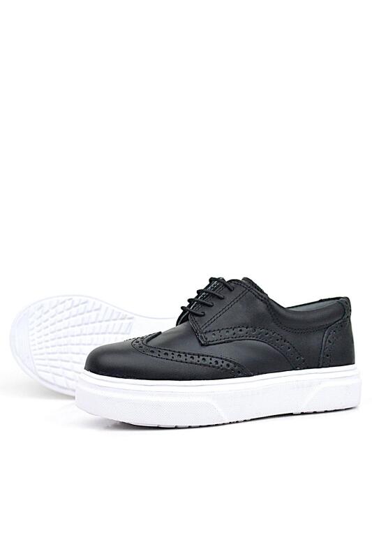 حذاء أوكسفورد كلاسيكي للأطفال من راكر بلاس، مصنوع من الجلد الطبيعي، بنعل أسود وأبيض - 6