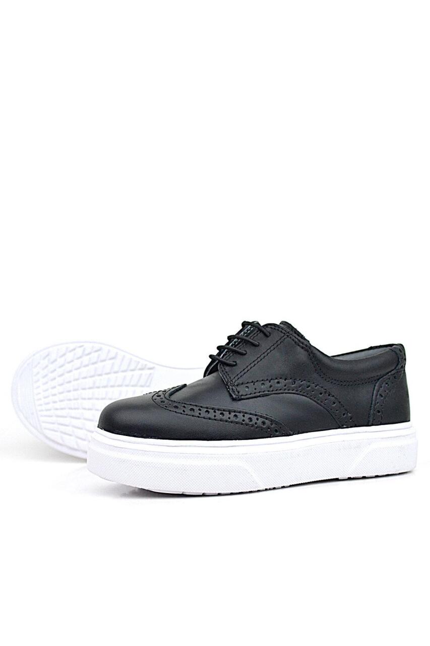 حذاء أوكسفورد كلاسيكي للأطفال من راكر بلاس، مصنوع من الجلد الطبيعي، بنعل أسود وأبيض - 6