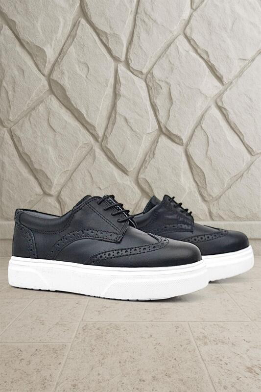 حذاء أوكسفورد كلاسيكي للأطفال من راكر بلاس، مصنوع من الجلد الطبيعي، بنعل أسود وأبيض - 7