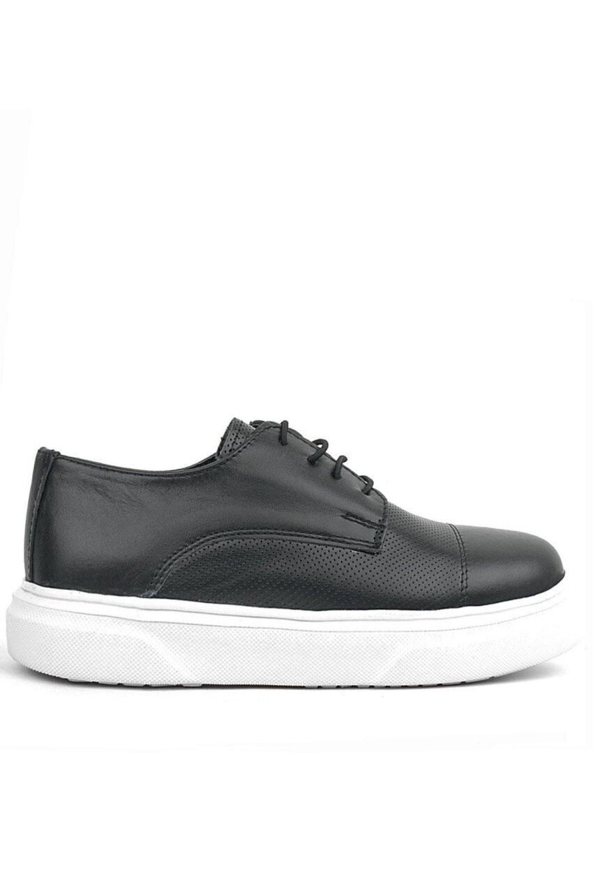 حذاء كلاسيكي للأطفال من راكر بلاس مصنوع من الجلد الطبيعي باللون الأسود ونعل عالٍ - 2