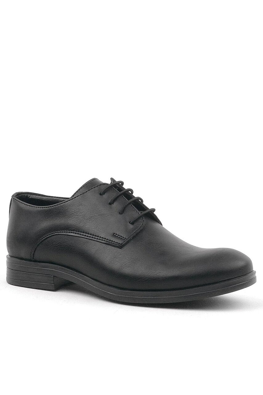 حذاء أكسفورد للأطفال من راكر بلاس أسود غير لامع برباط للمدرسة - 2