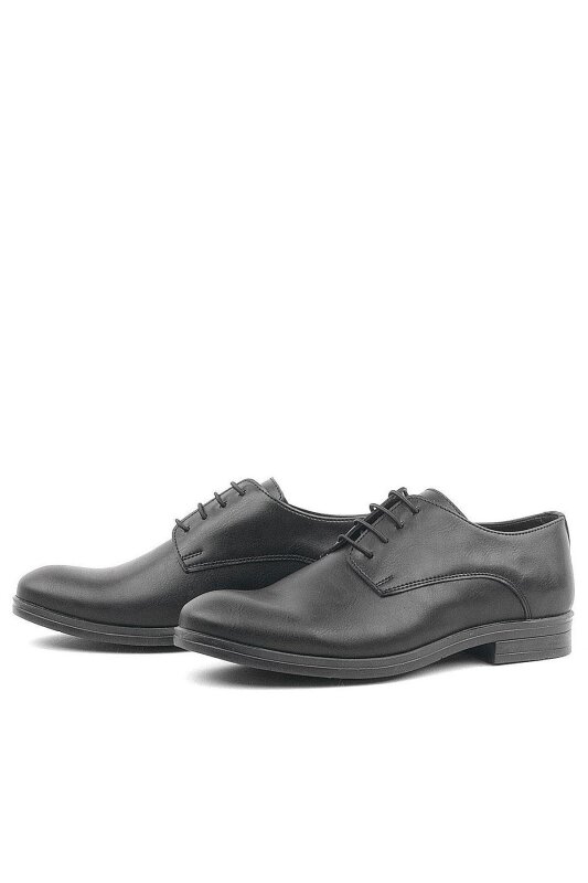 حذاء أكسفورد للأطفال من راكر بلاس أسود غير لامع برباط للمدرسة - 5